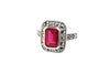 Ruby and Crystal Art Deco Ring with Black - The Hirst Collection