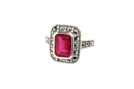 Ruby and Crystal Art Deco Ring with Black - The Hirst Collection