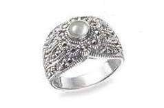 Freshwater Pearl Marcasite Ring - The Hirst Collection