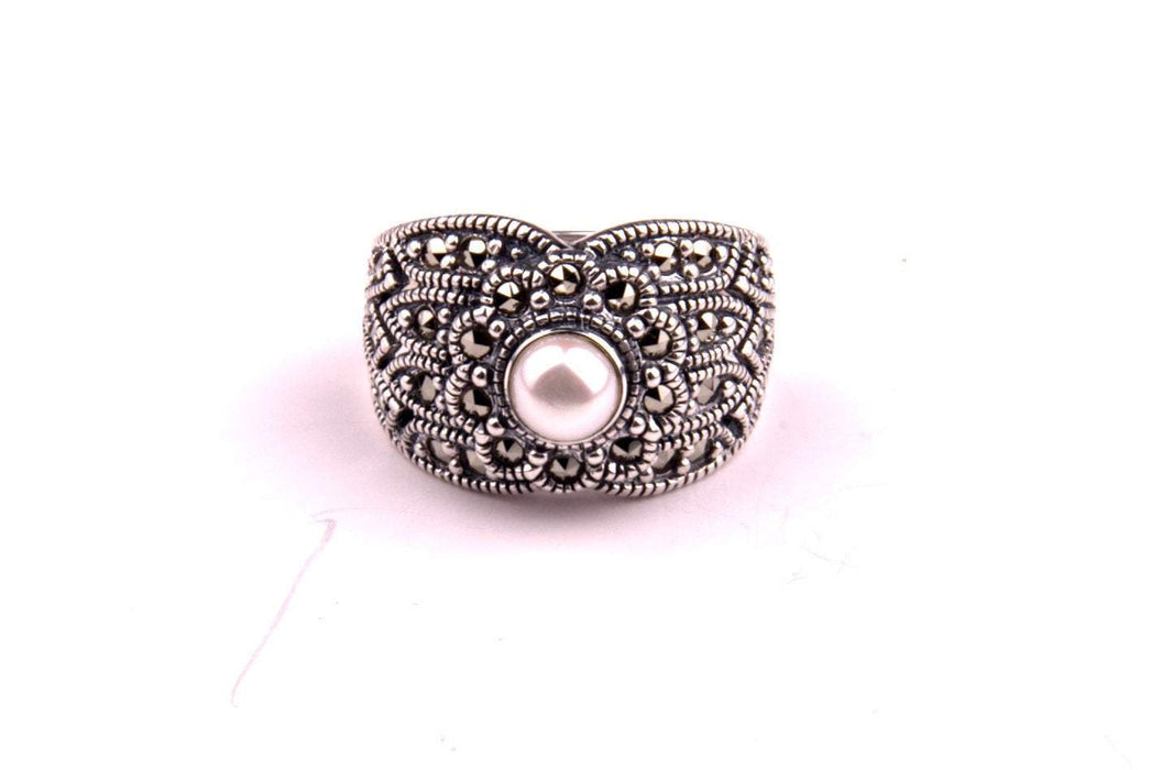 Freshwater Pearl Marcasite Ring - The Hirst Collection