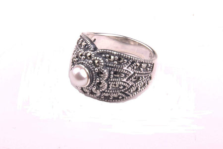 Freshwater Pearl Marcasite Ring - The Hirst Collection