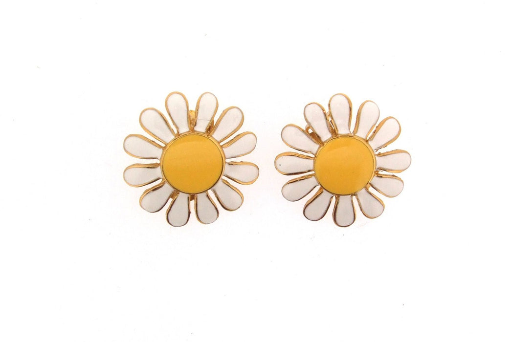 Daisy Earrings Vintage style Yellow and white Enamel Flowers - The Hirst Collection