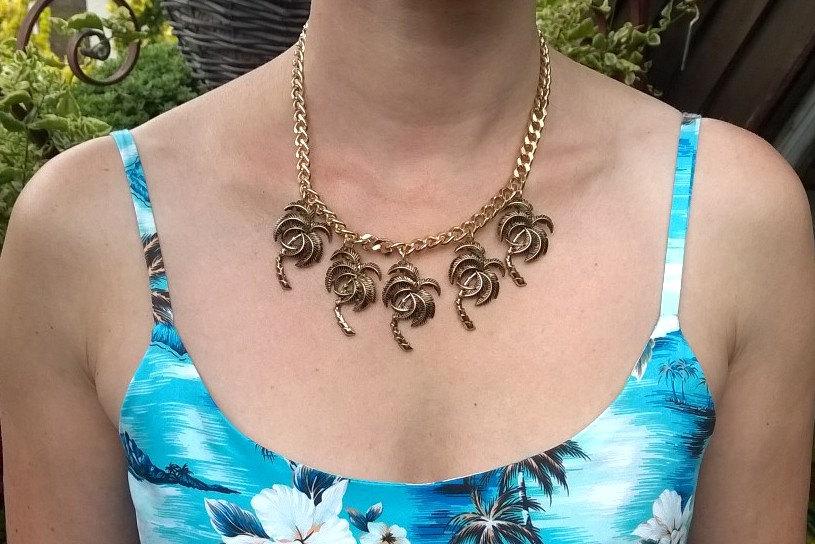 Palm Tree Necklace Gold  Rockabilly - The Hirst Collection
