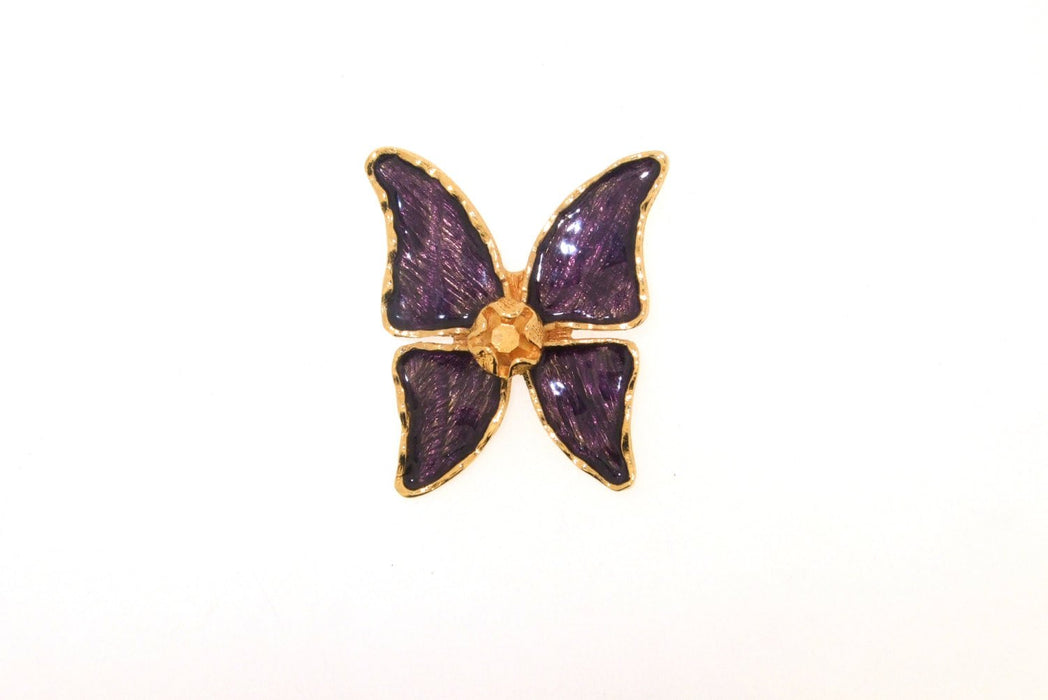 Vintage YSL Butterfly Brooch Yves Saint Laurent Statement Purple Enamel - The Hirst Collection