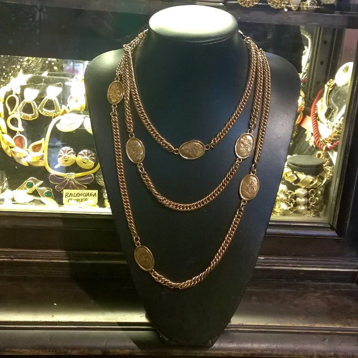 Vintage Chanel Necklace Long Gold Chain Statement - The Hirst Collection