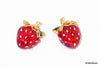 Strawberry Earrings by Bill Skinner Red Enamel Gold Fruits - The Hirst Collection