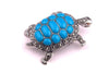 Turquoise Tortoise Brooch Silver Marcasite - The Hirst Collection
