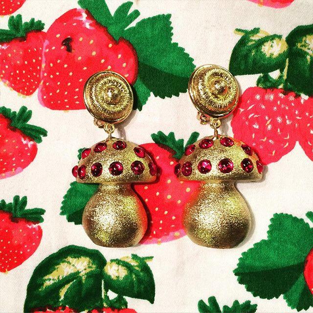 Toadstool Earrings with red glass - The Hirst Collection