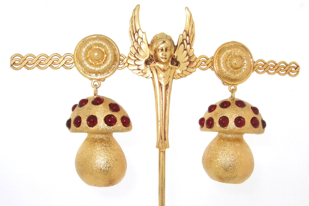 Toadstool Earrings with red glass - The Hirst Collection