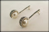 Art Deco style pearl ball  Silver Marcasite Earrings - The Hirst Collection
