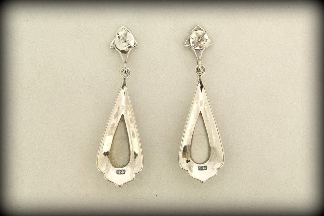 Mother of Pearl Drop Earrings Silver Bridal - The Hirst Collection