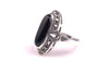 Art Deco Ring Silver Black Marcasite Oval - The Hirst Collection