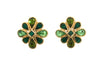 Vintage Yves Saint Laurent Earrings Gold and Green Crystal Clip Ons - The Hirst Collection