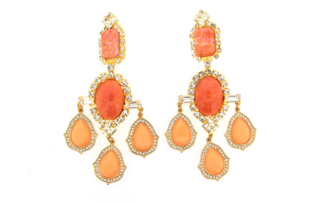 Vintage Lawrence Larry Vrba  Coral Peach Pink Statement Earrings - The Hirst Collection