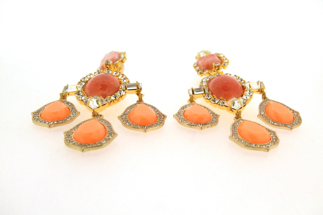 Vintage Lawrence Larry Vrba  Coral Peach Pink Statement Earrings - The Hirst Collection