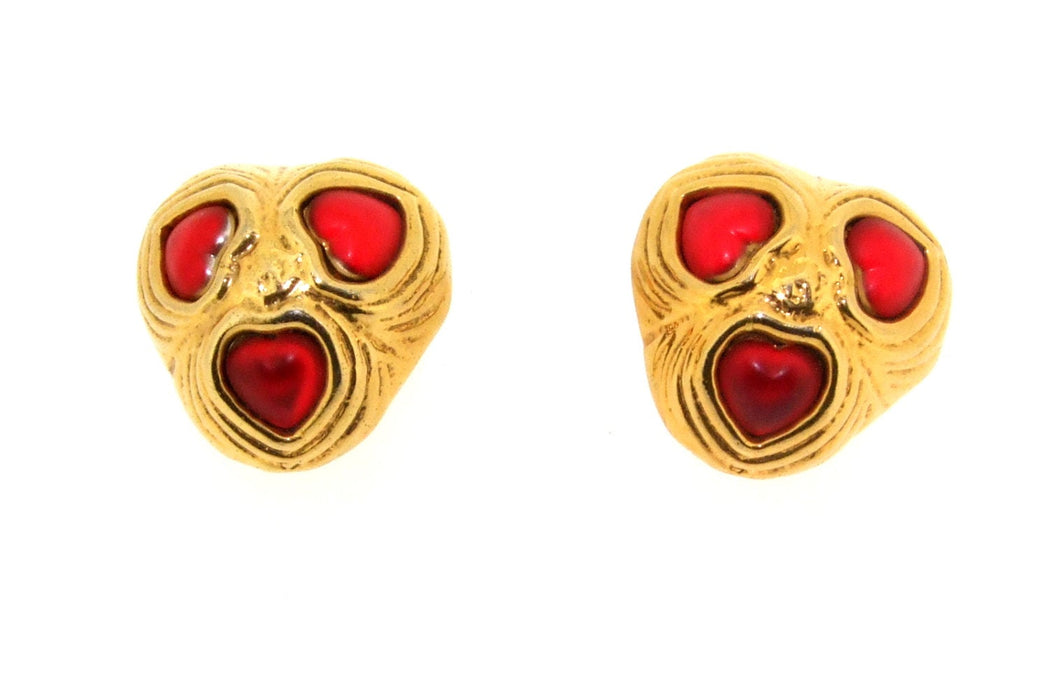 Vintage Heart Earrings by Une Ligne Paris Red Love - The Hirst Collection