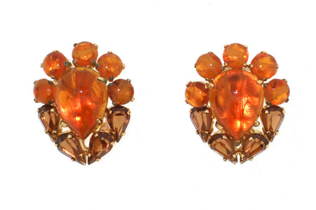 Vintage 1958 Christian Dior  Earrings Amber Crystal - The Hirst Collection