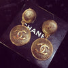 Vintage Chanel Earrings CC Logo gold drop 1980s - The Hirst Collection