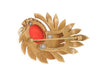 Vintage Jomaz Brooch Coral White Enamel - The Hirst Collection