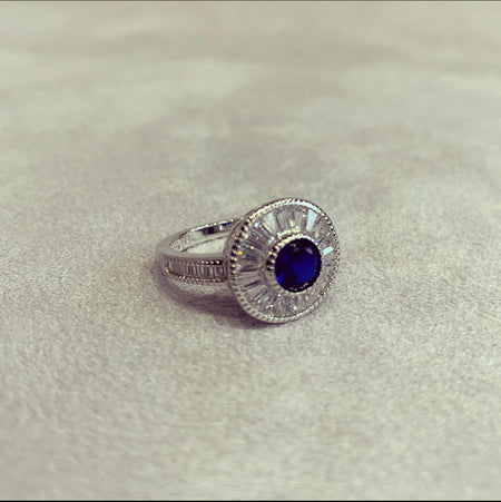 Art Deco Ring Sapphire Blue Baguette - The Hirst Collection