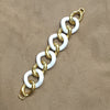 Kenneth Jay Lane Vintage Gold Plated White Acrylic Chain Bracelet Signed - The Hirst Collection