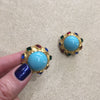 Vintage round multi colour turquoise clip on earrings - The Hirst Collection