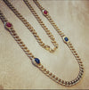 Grosse Long gold chain with emerald sapphire ruby glass - The Hirst Collection