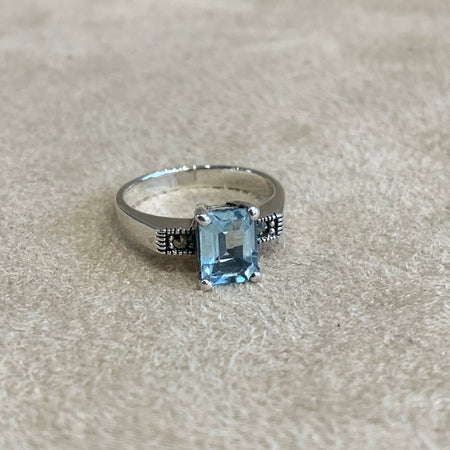 The Countess Solitaire ring in Blue Topaz - The Hirst Collection