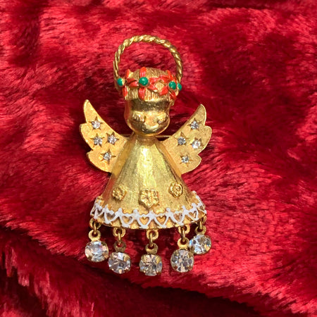 Christmas Angel Brooch by Butler and Wilson with crystals - The Hirst Collection