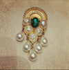Rare brooch by Mosell in green and pearl glass - The Hirst Collection