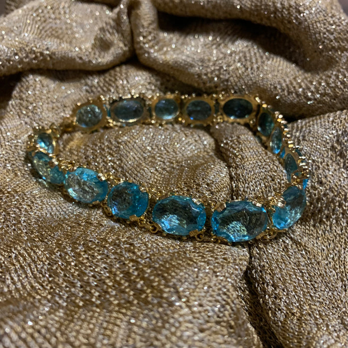 Vintage Aqua blue  glass Choker Necklace