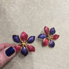 Pink Purple Vintage Enamel Flower Earrings - The Hirst Collection