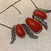 Red Feather Statement Necklace - The Hirst Collection
