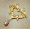 Christian Lacroix Large Gold Vintage Heart brooch with pearl drop - The Hirst Collection