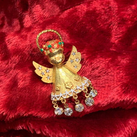 Christmas Angel Brooch by Butler and Wilson with crystals - The Hirst Collection