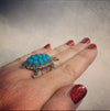 Turquoise silver tortoise ring - The Hirst Collection