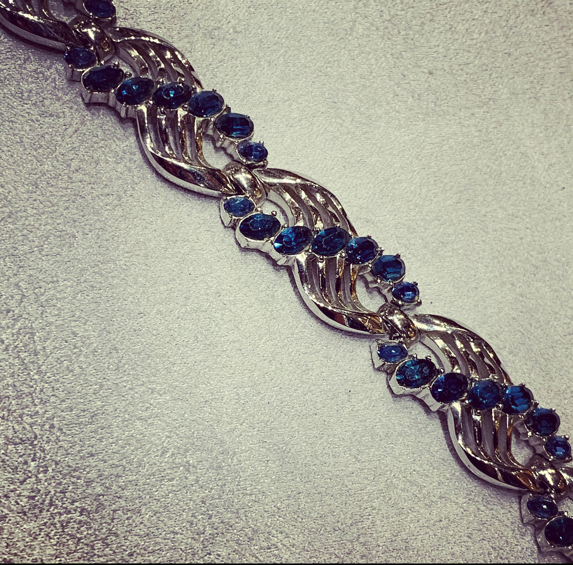 Sapphire Blue Wave Vintage Trifari Bracelet