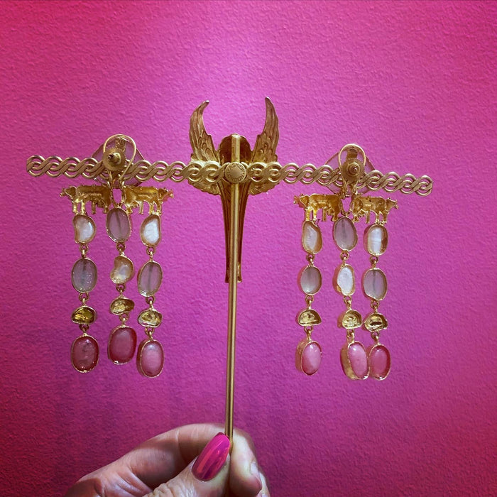 Pink pearl chandelier earrings