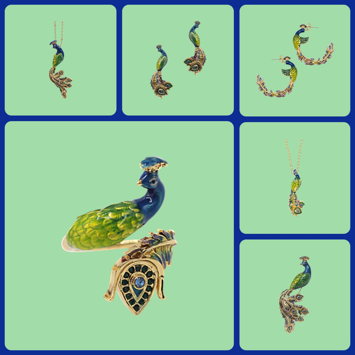 Peacock hoop earrings  by Bill Skinner