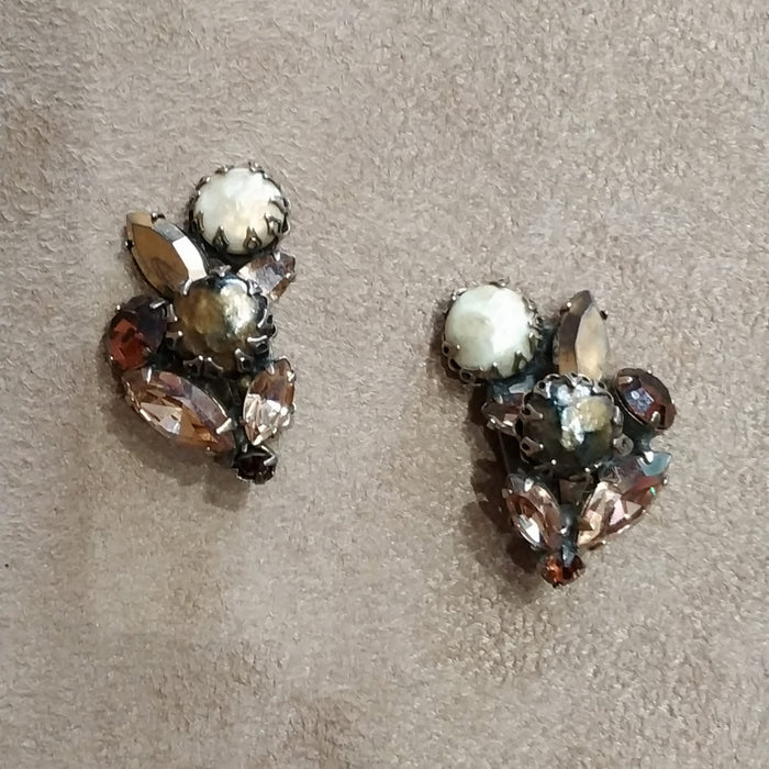 Regency Vintage amber crystal baroque pearl earrings
