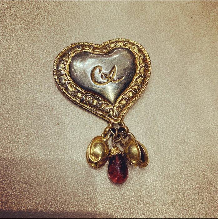 Christian Lacroix Heart charm brooch - The Hirst Collection