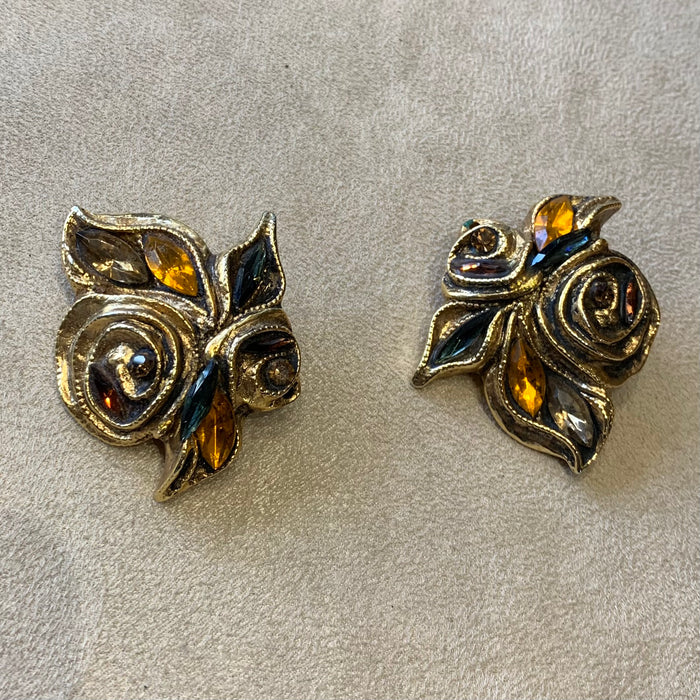Kalinger Paris Amber Leaf clip on earrings - The Hirst Collection