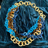 Teal Kingfisher blue triple row acrylic chain necklace - The Hirst Collection