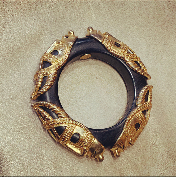Dominique Aurientis wooden gold mask bangle - The Hirst Collection