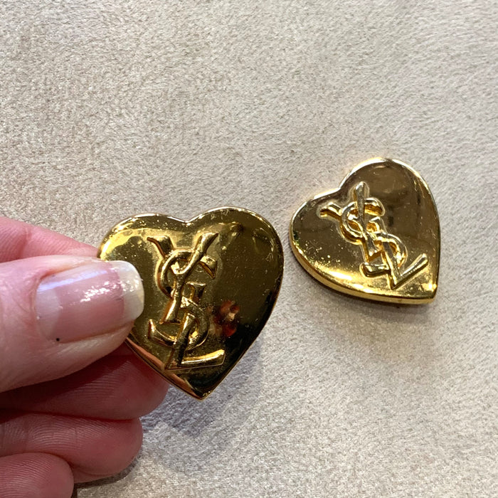 Yves Saint Laurent Vintage Gold Heart Earrings - The Hirst Collection