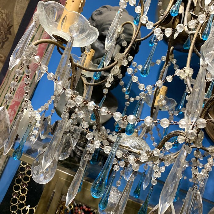 Antique Blue Glass French Chandelier - The Hirst Collection