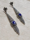 Lapis Lazuli Art Deco Articulated Earrings in Silver - The Hirst Collection