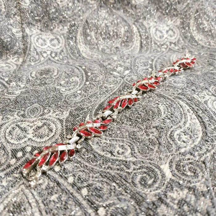 Trifari Ruby Red Leafy Vintage Bracelet