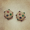 Ciner Multi Coloured dot clip on earrings - The Hirst Collection