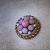 Vintage pink glass beaded small brooch - The Hirst Collection